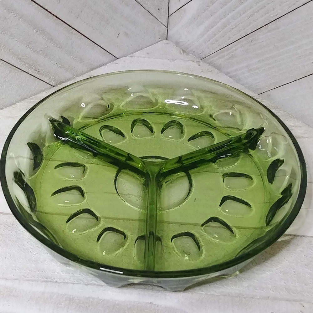 Vintage Glass Pickle Olive Condiment Tray with Olive Pattern